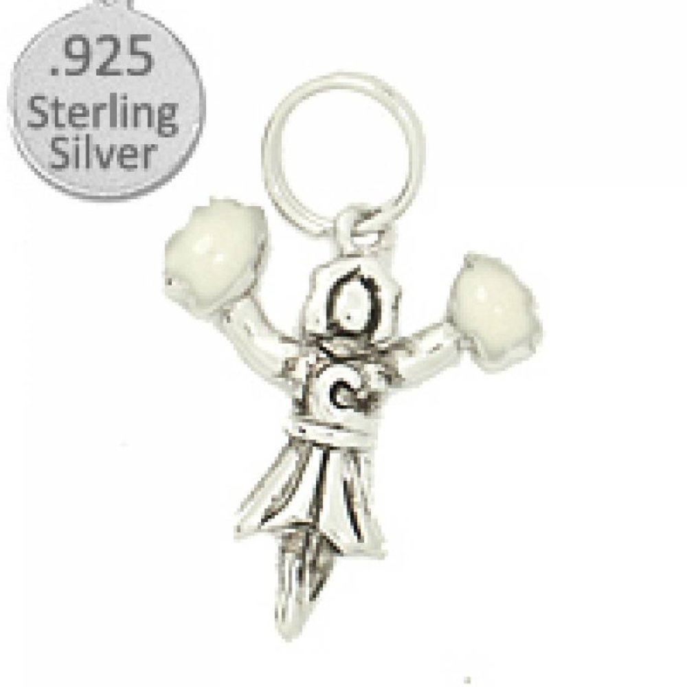 Sterling Silver cheer leader charm 925 NEW